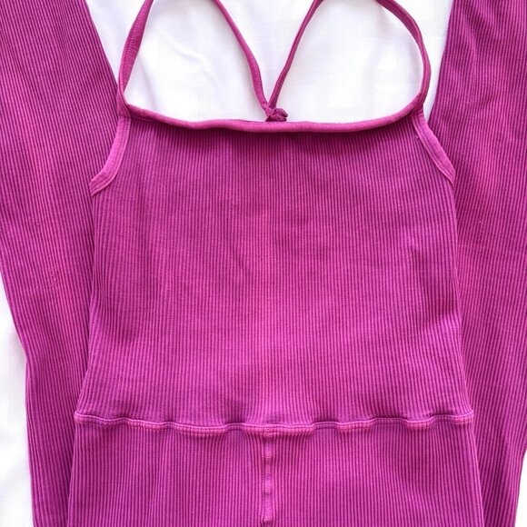 Free People Movement Pink Happiness Runs Square Neck One Piece Bodysuit Size M/L - Picture 4 of 7